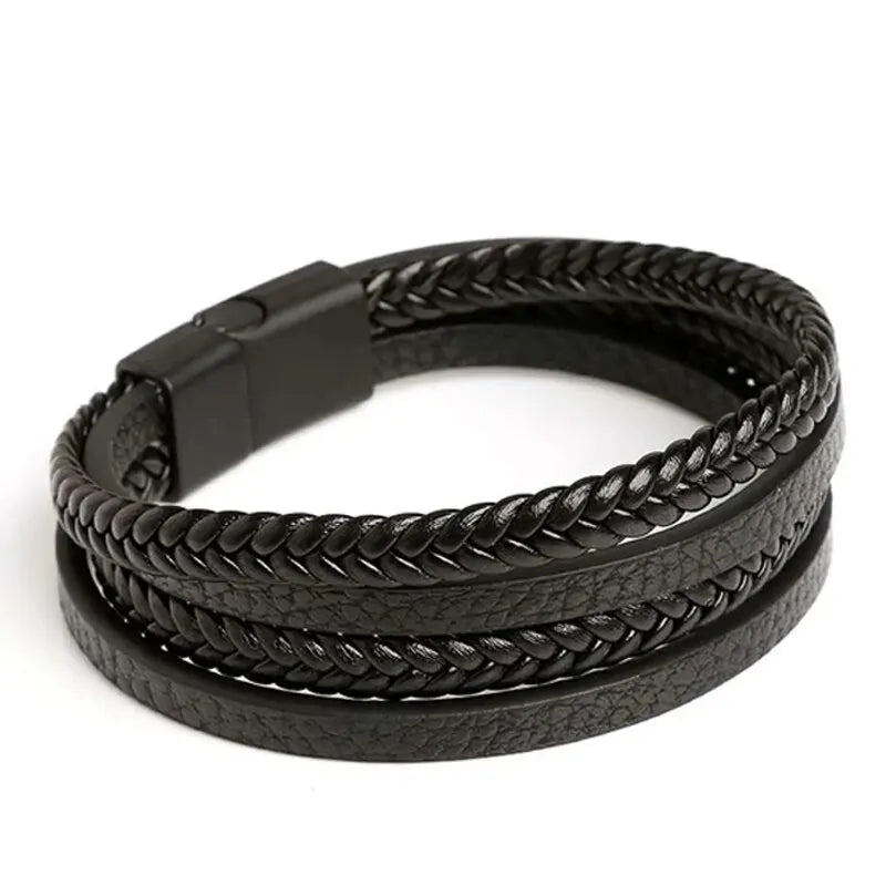 Men Stainless Steel Multilayer Braided Rope Bracelets