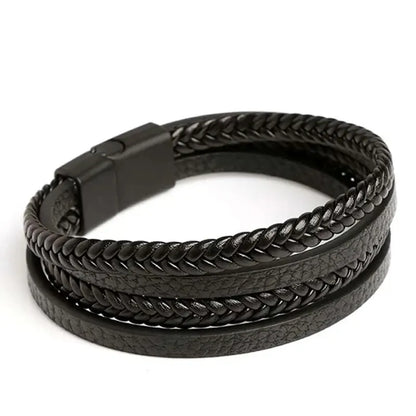 Men Stainless Steel Multilayer Braided Rope Bracelets