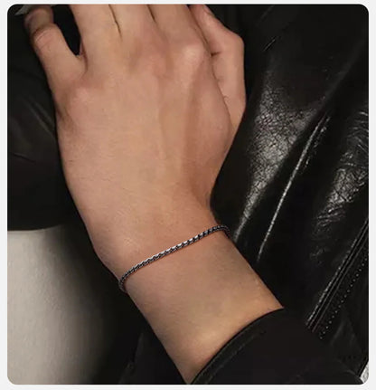 Vnox Slim 2.5mm Snake Links Bracelets for Men Teens Boys,Adjustable Stainless Steel Twisted Chain Bracelets,Simple Metal Jewelry