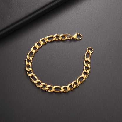 Skyrim 3-10mm Wide Men's Cuban Chain Bracelet Stainless Steel Men Women Minimalist Basic Figaro Chain Jewelry Gift Wholesale