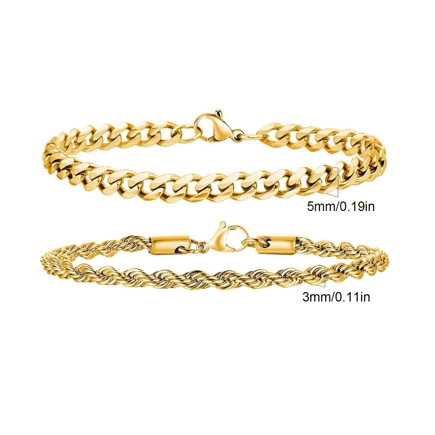 2pcs Men's Chain Bracelets,