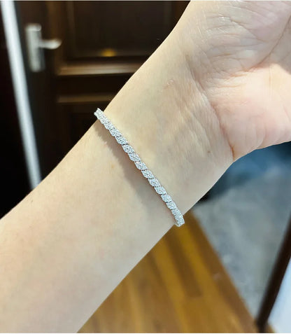 EWYA Full Moissanite Diamond Hook Link Chain Bracelet 1.2mm D Color For Woman Man S925 GRA Certified Couple Bracelets Bangle