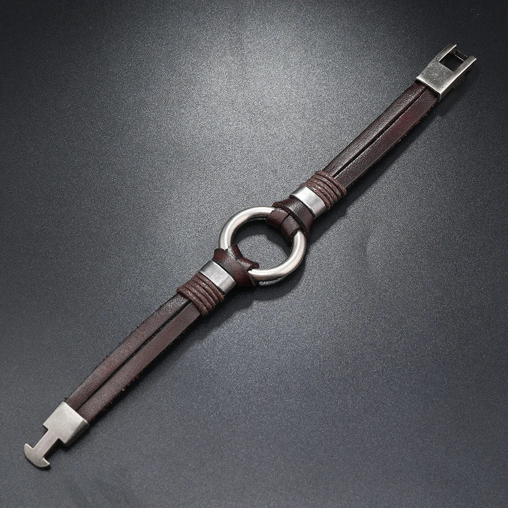Handmade Genuine Leather Bracelet for Men and Women, Simple Bracelet