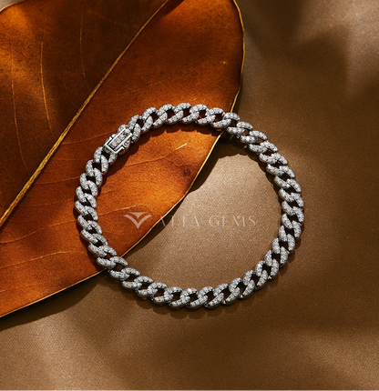 Moissanite Diamond Classic Cuba Chain Bracelet for Men & Women