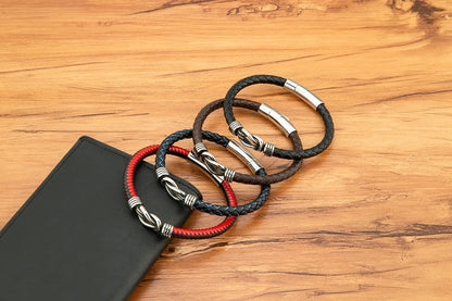 Leather Stainless Steel Irregular Bracelet