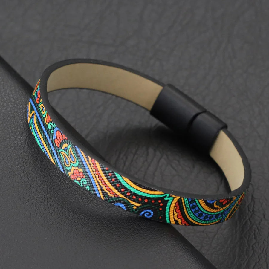 Bangle Detachable Magnet Buckle Leather Bracelet
