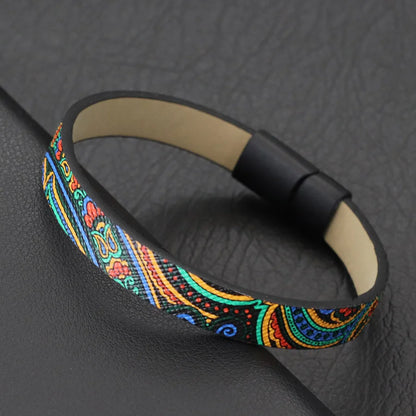 Bangle Detachable Magnet Buckle Leather Bracelet