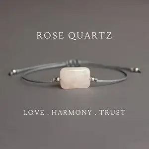 Rectangular faceted rose quartz jewelry bracelet