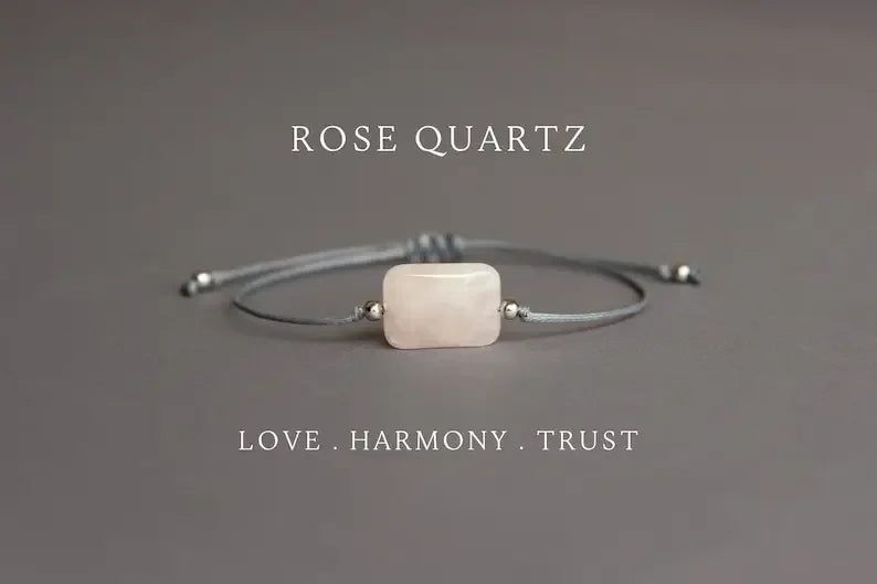 Rectangular faceted rose quartz jewelry bracelet