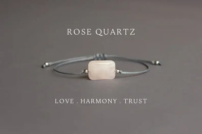 Rectangular faceted rose quartz jewelry bracelet