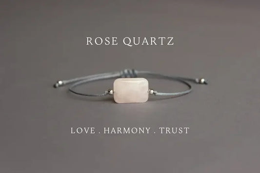 Rectangular faceted rose quartz jewelry bracelet