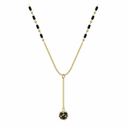 Mysterious Black Crystal Zircon Ball Pendant Necklace