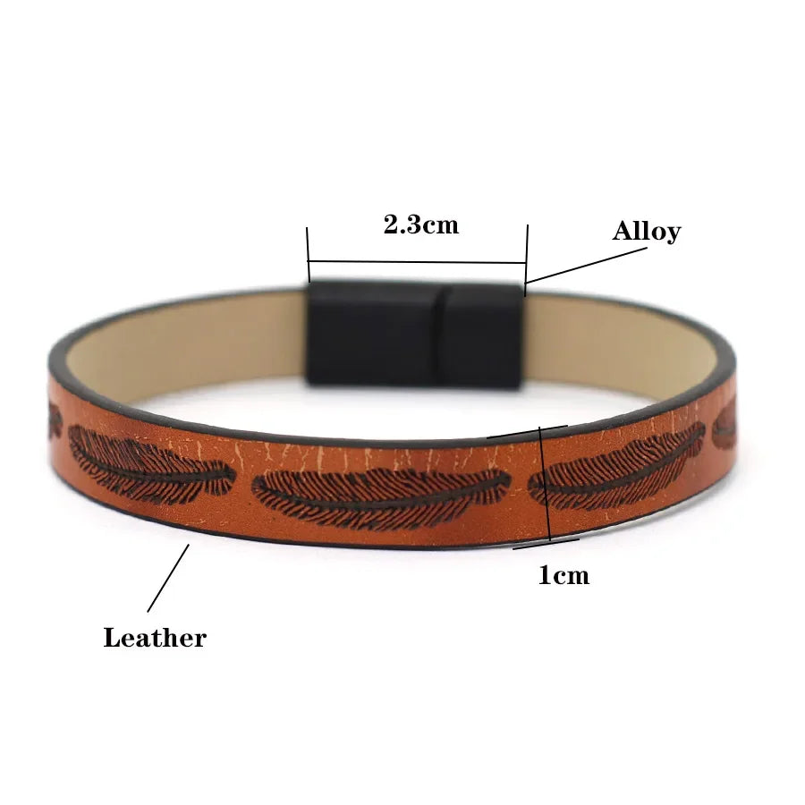 Bangle Detachable Magnet Buckle Leather Bracelet