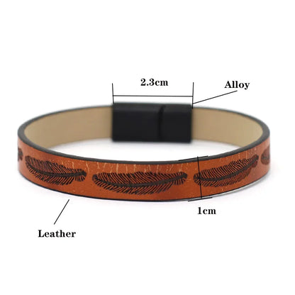 Bangle Detachable Magnet Buckle Leather Bracelet