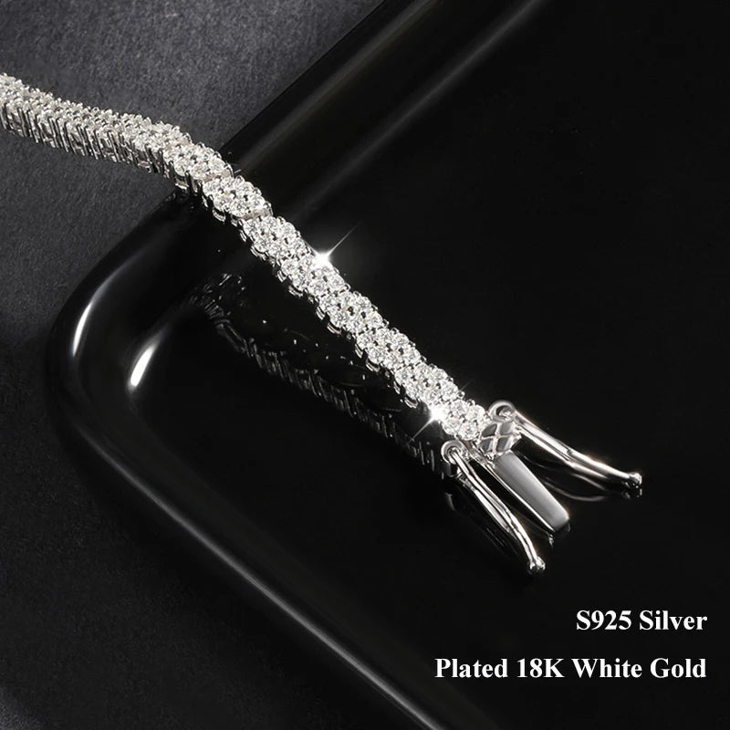 EWYA Full Moissanite Diamond Hook Link Chain Bracelet 1.2mm D Color For Woman Man S925 GRA Certified Couple Bracelets Bangle