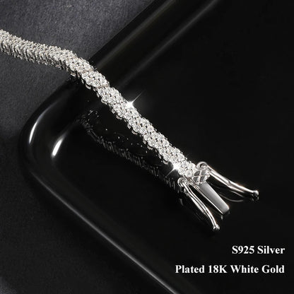 EWYA Full Moissanite Diamond Hook Link Chain Bracelet 1.2mm D Color For Woman Man S925 GRA Certified Couple Bracelets Bangle