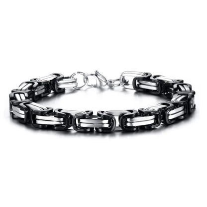 Men's Byzantine Chain Bracelet for Boys, 4/5/6/8MM Wide Stainless Steel Link Wristband,Gifts for Him