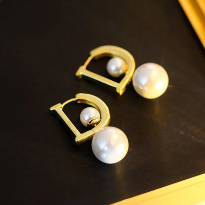 Elegant D-shaped Geometric Ear Buckle Earrings