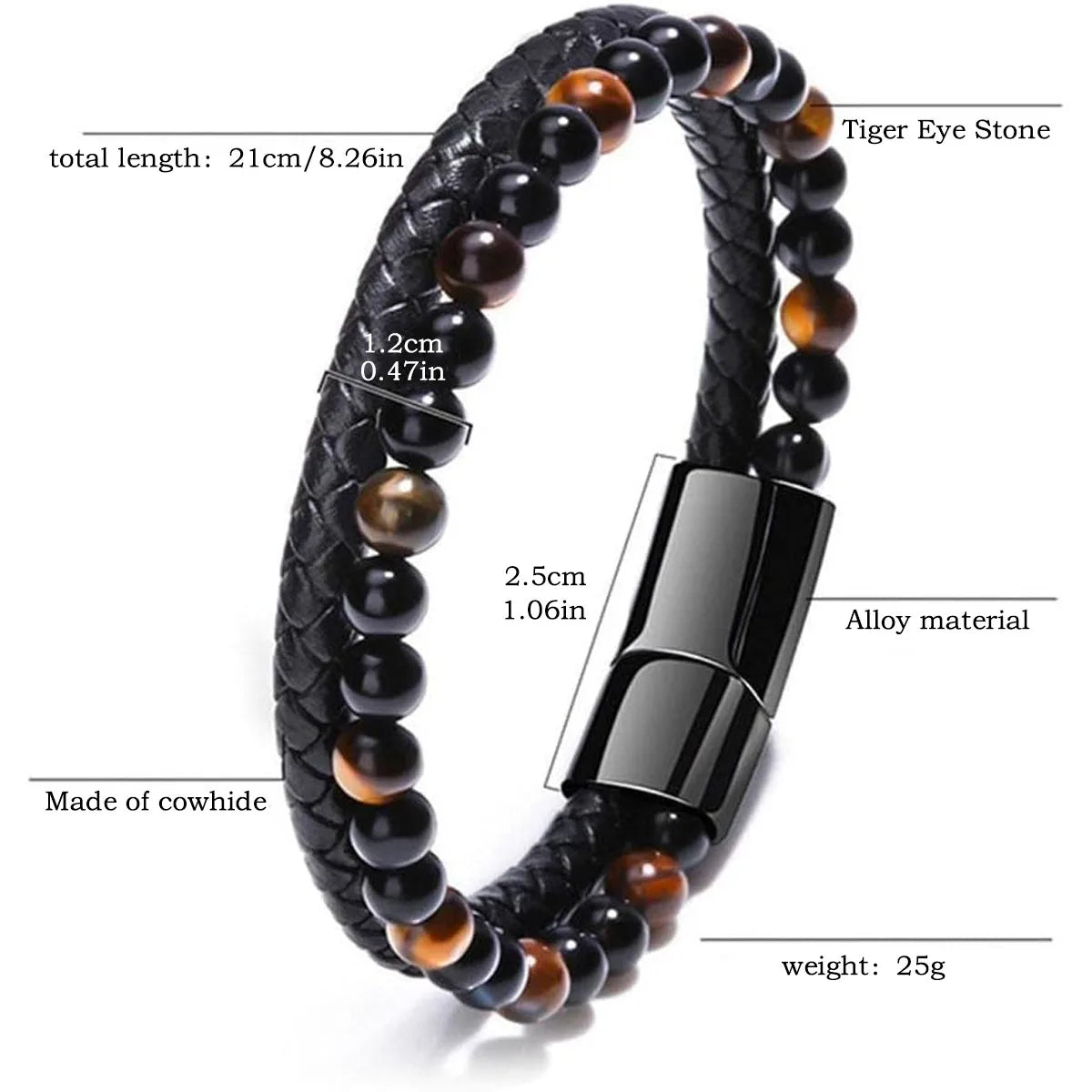 Stainless Steel Tiger Eye Stone Beads Bracelet