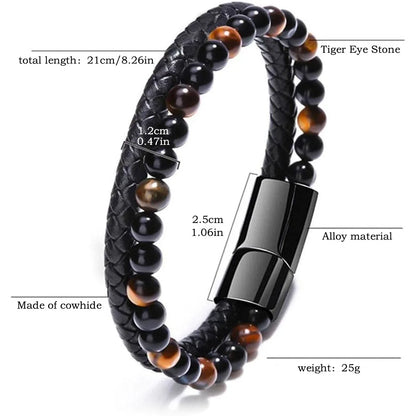 Stainless Steel Tiger Eye Stone Beads Bracelet