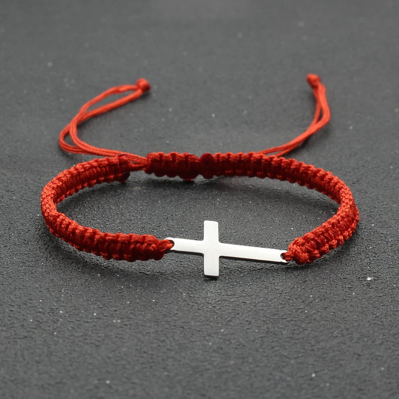 Creative Steel Cross Hand-woven Adjustable Bracelet