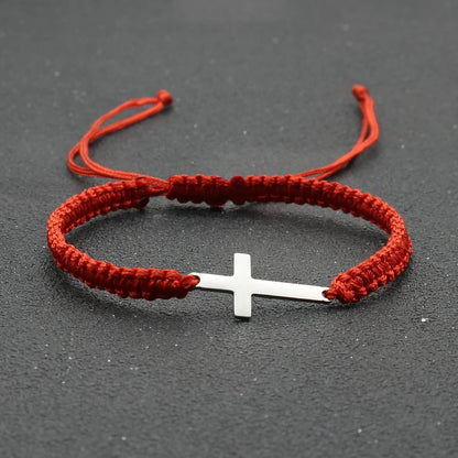 Creative Steel Cross Hand-woven Adjustable Bracelet