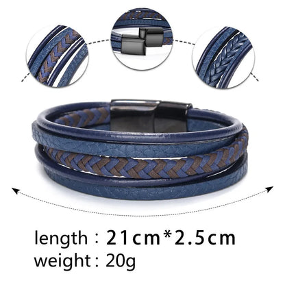 Trendy Leather Stainl ess Steel Bracelet