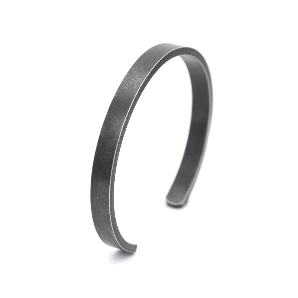 Vintage Black Simple Bracelet For Men Women 316L Stainless Steel Fashion Opening Cuff Bangles Biker Jewelry Gifts Dropshipping