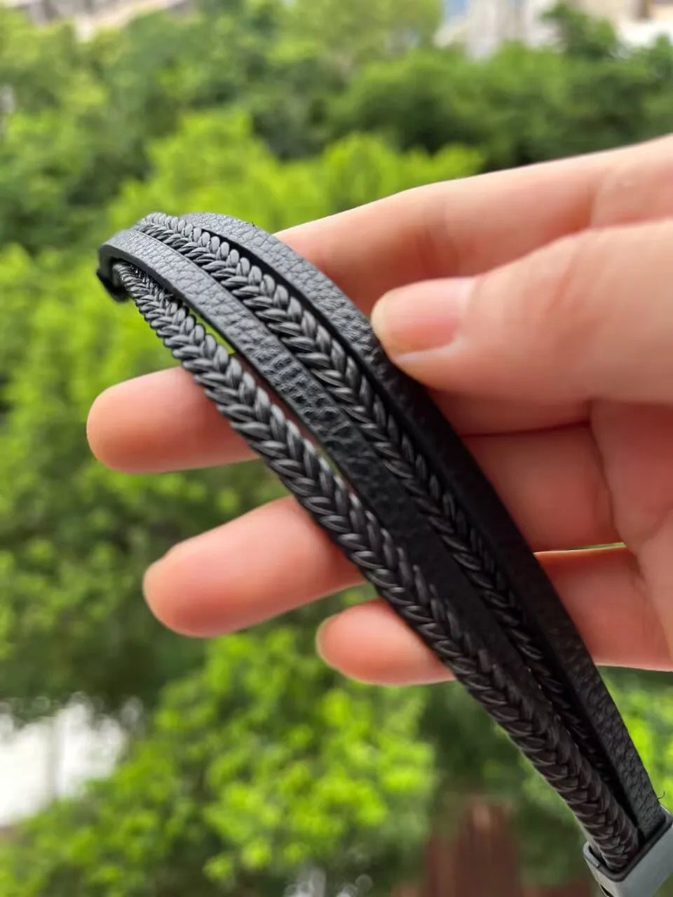 Men Stainless Steel Multilayer Braided Rope Bracelets