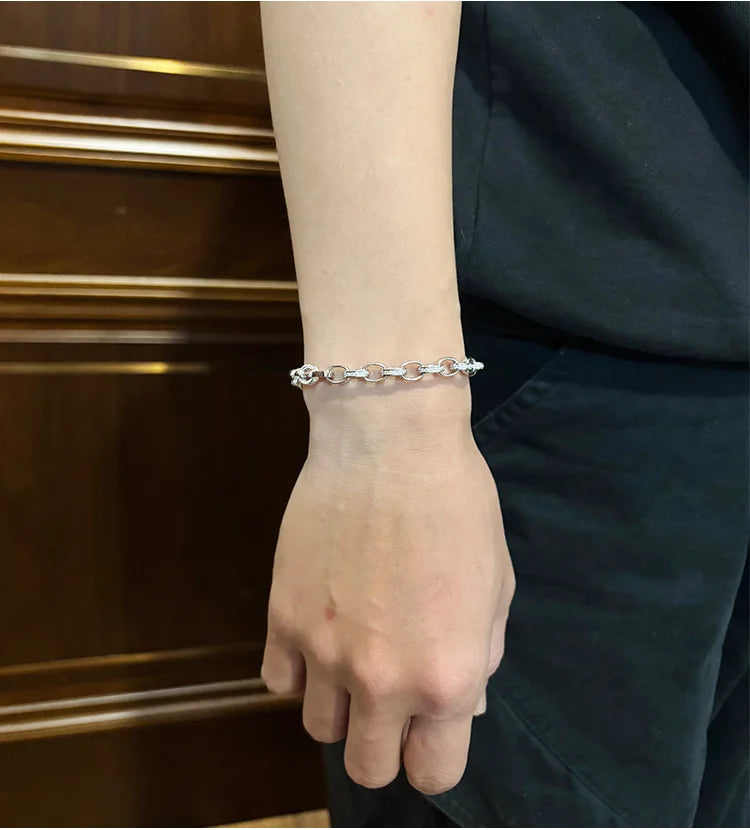 EWYA Full Moissanite Diamond Hook Link Chain Bracelet 1.2mm D Color For Woman Man S925 GRA Certified Couple Bracelets Bangle