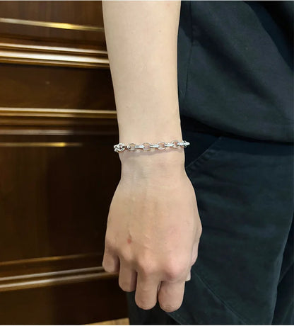 EWYA Full Moissanite Diamond Hook Link Chain Bracelet 1.2mm D Color For Woman Man S925 GRA Certified Couple Bracelets Bangle