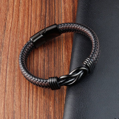 Stainless Steel Genuine Leather Men Bracelet