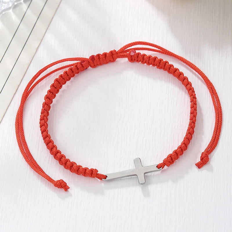 Creative Steel Cross Hand-woven Adjustable Bracelet