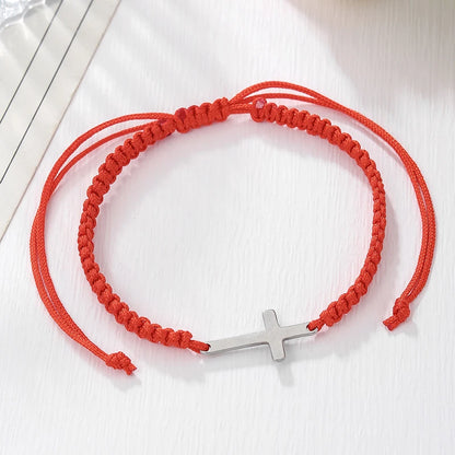 Creative Steel Cross Hand-woven Adjustable Bracelet