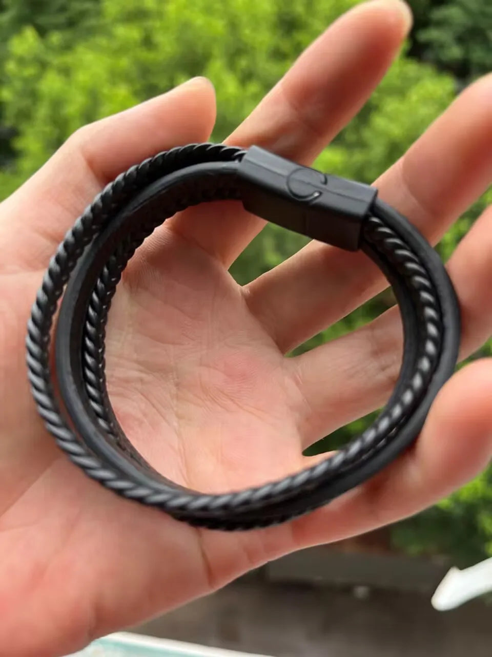 Men Stainless Steel Multilayer Braided Rope Bracelets