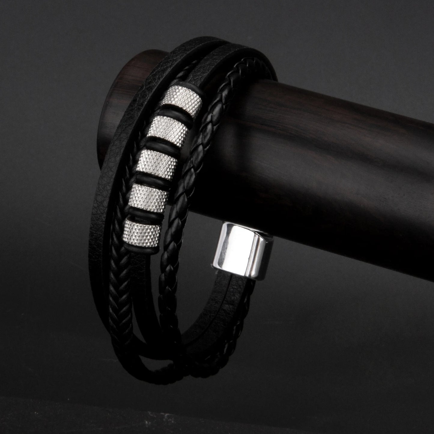3 Color Woven Leather Multi-Layer Rope Men's Bracelet