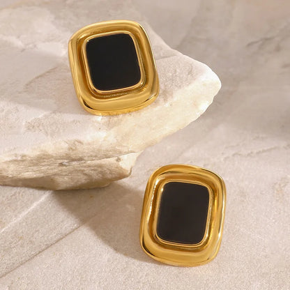 Square Earrings European And American Retro Atmosphere Light Luxury High Sense Of Personality Suitable For Daily Wear