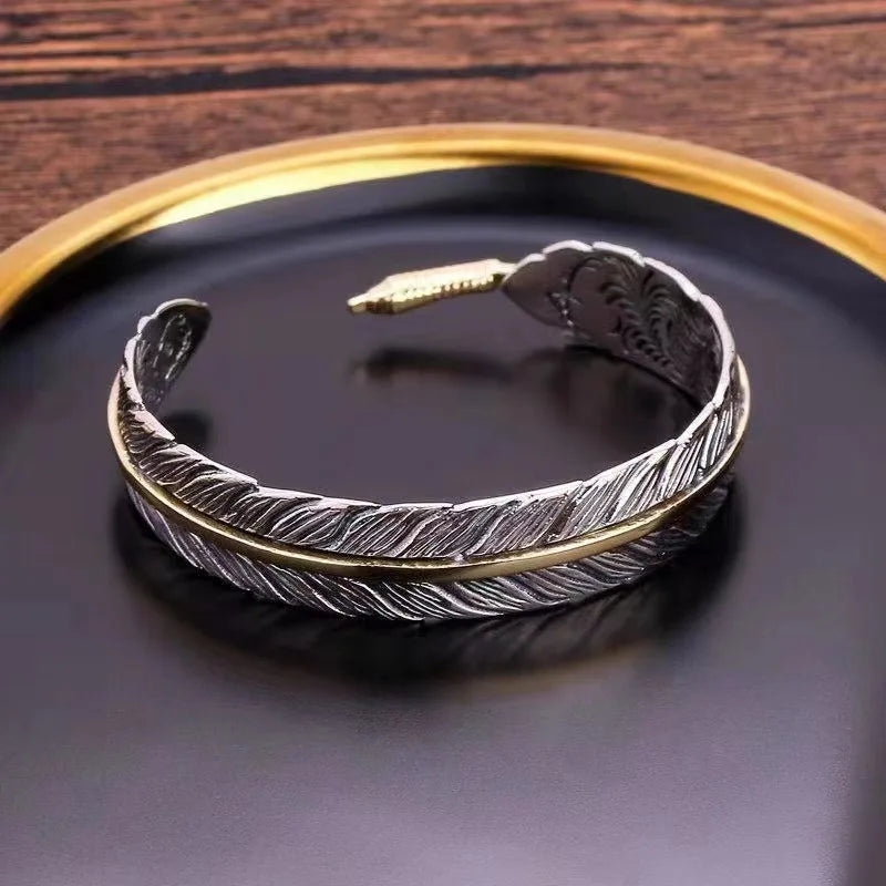 Feather Golden Flower Vintage Punk bracelet