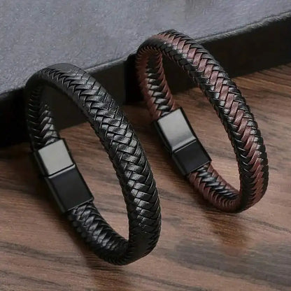 Black PU Leather Magnetic Bracelet