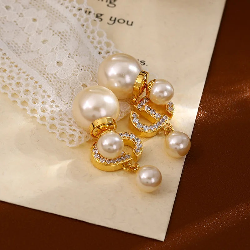 Elegant And Sweet Pearl Earrings Are Suitable For Women To Wear Fashionable Jewelry For Daily Travel, Parties And Banquets