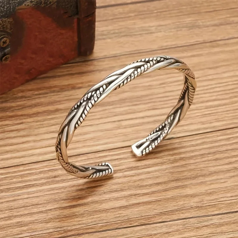 Simple Stainless Steel Twisted Woven Bracelet