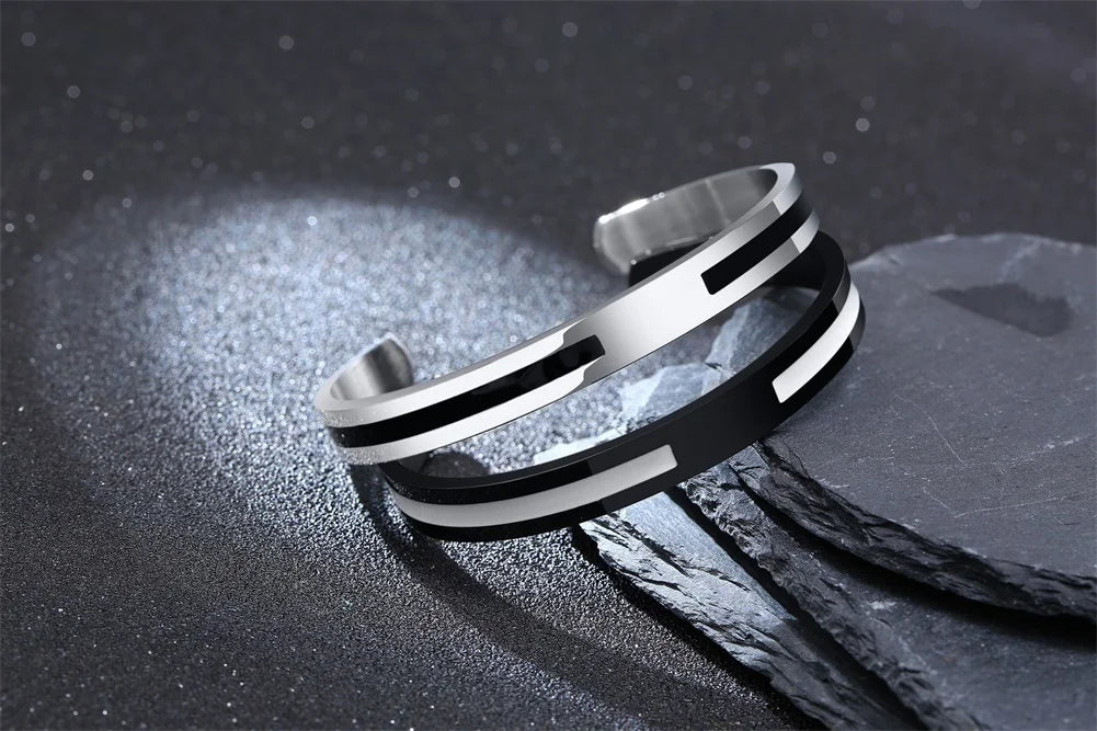 Men Bangle, Enemal Bangle Mens, Viking Logo Cuff Bracelet For Gentleman ,Stainless Steel Minimalist Bracelets