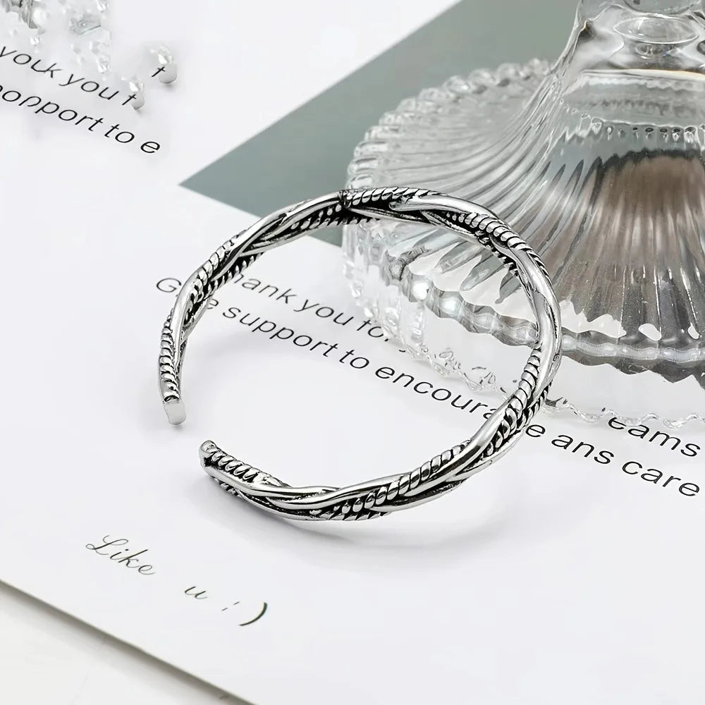 Simple Stainless Steel Twisted Woven Bracelet