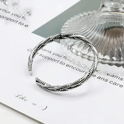 Simple Stainless Steel Twisted Woven Bracelet