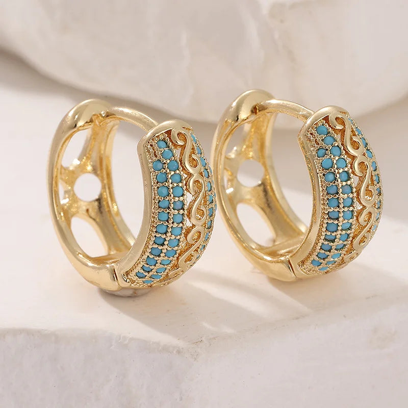 1 Pair of Elegant and Retro Hollowed-out Small Ring Earrings, Suitable for Daily Casual Wear and Banquets