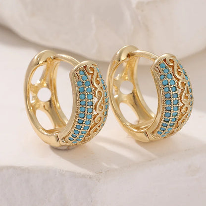 1 Pair of Elegant and Retro Hollowed-out Small Ring Earrings, Suitable for Daily Casual Wear and Banquets