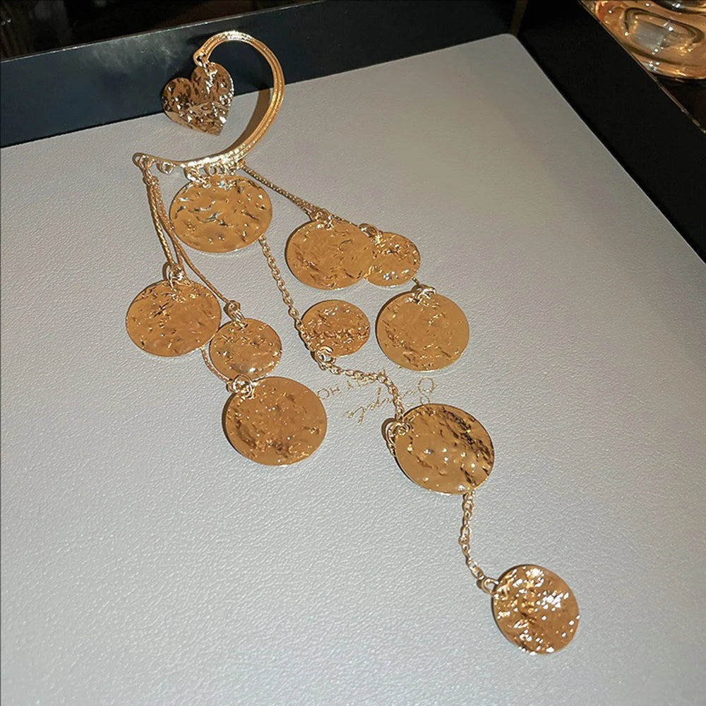 Pleated Circular Sequins Tassels Women's Earring