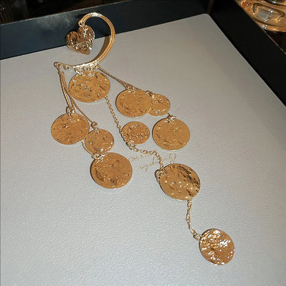 Pleated Circular Sequins Tassels Women's Earring