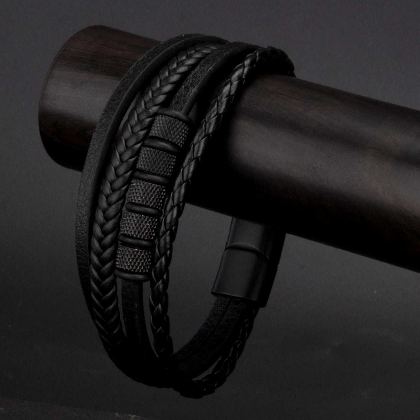 3 Color Woven Leather Multi-Layer Rope Men's Bracelet