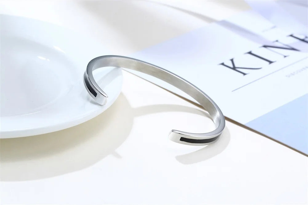 Men Bangle, Enemal Bangle Mens, Viking Logo Cuff Bracelet For Gentleman ,Stainless Steel Minimalist Bracelets